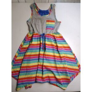 Jona Michelle Girls‎ Dress Size 7 Rainbow Striped Tank Top Pocket Casual